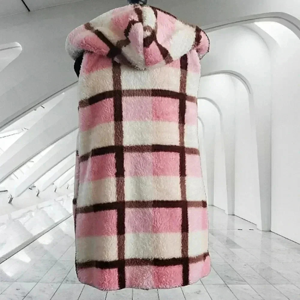 Soft Cozy Sherpa Teddy Ski Travel Plaid Hoodie Vest Small - Picture 4 of 6